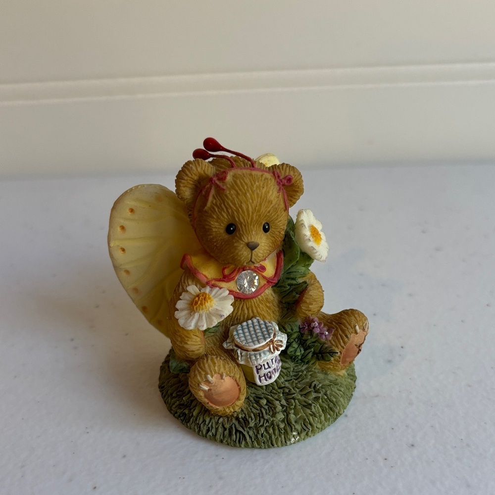 Cherished Teddies Bear with Yellow Wings and Flowers
